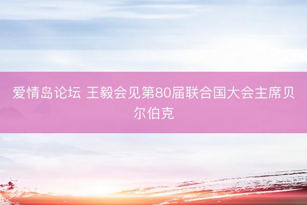 爱情岛论坛 王毅会见第80届联合国大会主席贝尔伯克