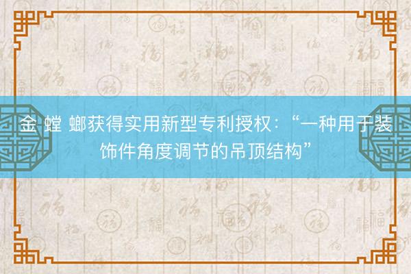 金 螳 螂获得实用新型专利授权：“一种用于装饰件角度调节的吊顶结构”