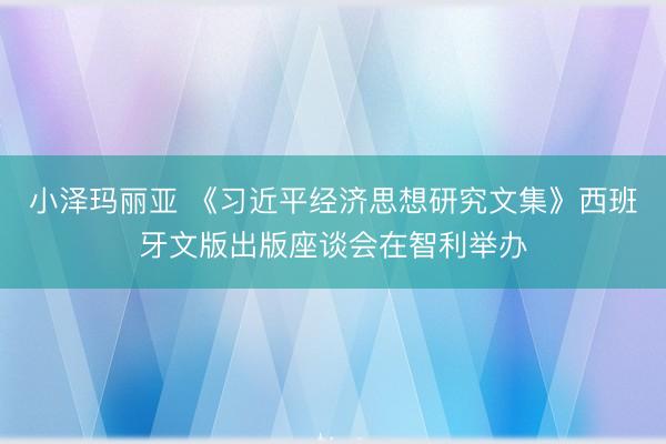 小泽玛丽亚 《习近平经济思想研究文集》西班牙文版出版座谈会在智利举办