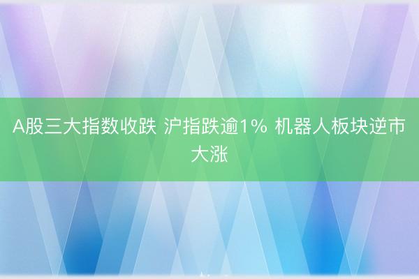 A股三大指数收跌 沪指跌逾1% 机器人板块逆市大涨