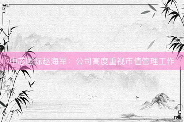 中芯国际赵海军：公司高度重视市值管理工作