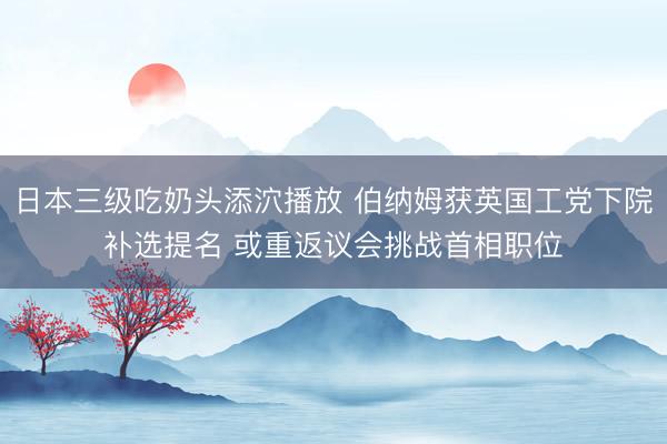 日本三级吃奶头添泬播放 伯纳姆获英国工党下院补选提名 或重返议会挑战首相职位