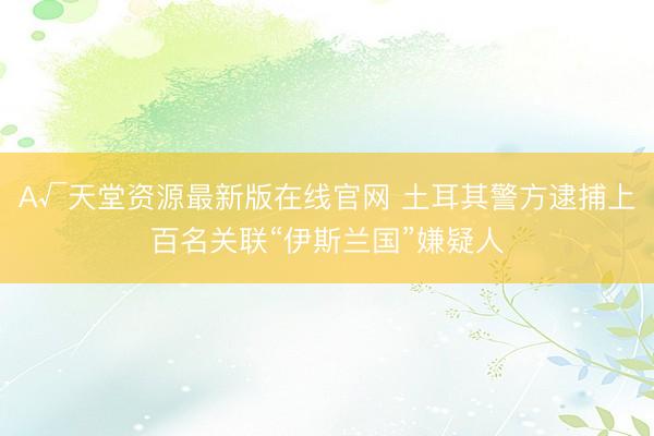 А√天堂资源最新版在线官网 土耳其警方逮捕上百名关联“伊斯兰国”嫌疑人