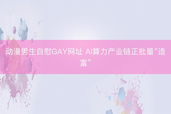动漫男生自慰GAY网址 AI算力产业链正批量“造富”