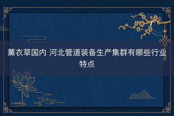 薰衣草国内 河北管道装备生产集群有哪些行业特点