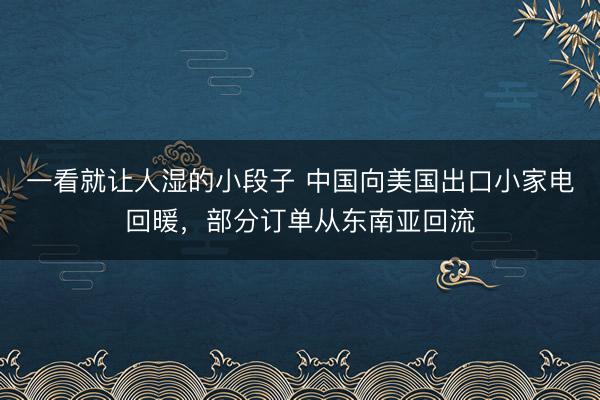 一看就让人湿的小段子 中国向美国出口小家电回暖,部分订单从东南亚回流