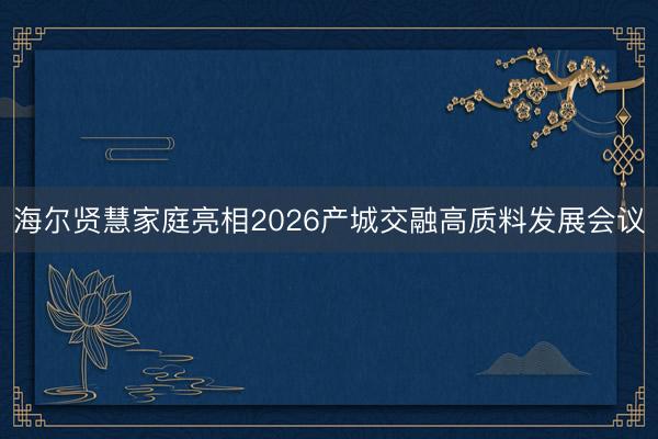 海尔贤慧家庭亮相2026产城交融高质料发展会议