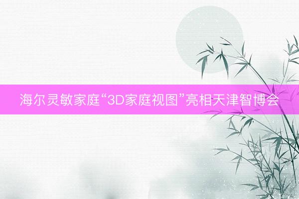 海尔灵敏家庭“3D家庭视图”亮相天津智博会