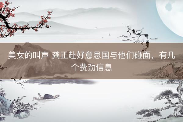 美女的叫声 龚正赴好意思国与他们碰面，有几个费劲信息