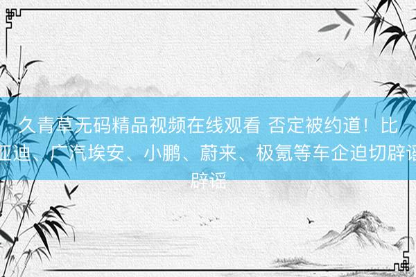 久青草无码精品视频在线观看 否定被约道!比亚迪、广汽埃安、小鹏、蔚来、极氪等车企迫切辟谣