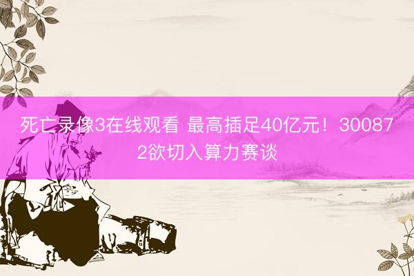 死亡录像3在线观看 最高插足40亿元!300872欲切入算力赛谈