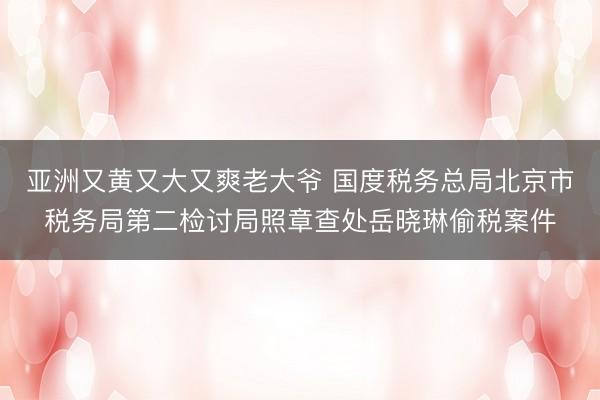 亚洲又黄又大又爽老大爷 国度税务总局北京市税务局第二检讨局照章查处岳晓琳偷税案件