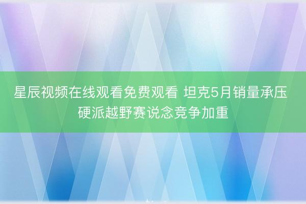 星辰视频在线观看免费观看 坦克5月销量承压 硬派越野赛说念竞争加重