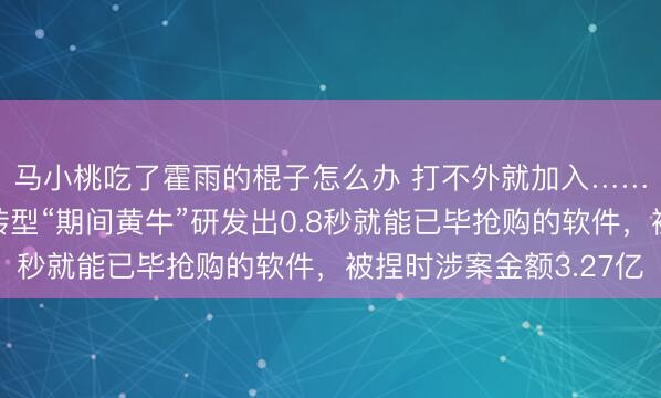 马小桃吃了霍雨的棍子怎么办 打不外就加入……男人抢鞋抢不外,转型“期间黄牛”研发出0.8秒就能已毕抢购的软件,被捏时涉案金额3.27亿