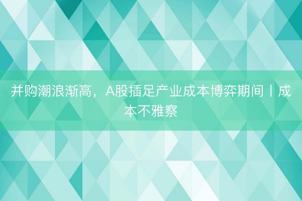 并购潮浪渐高，A股插足产业成本博弈期间丨成本不雅察